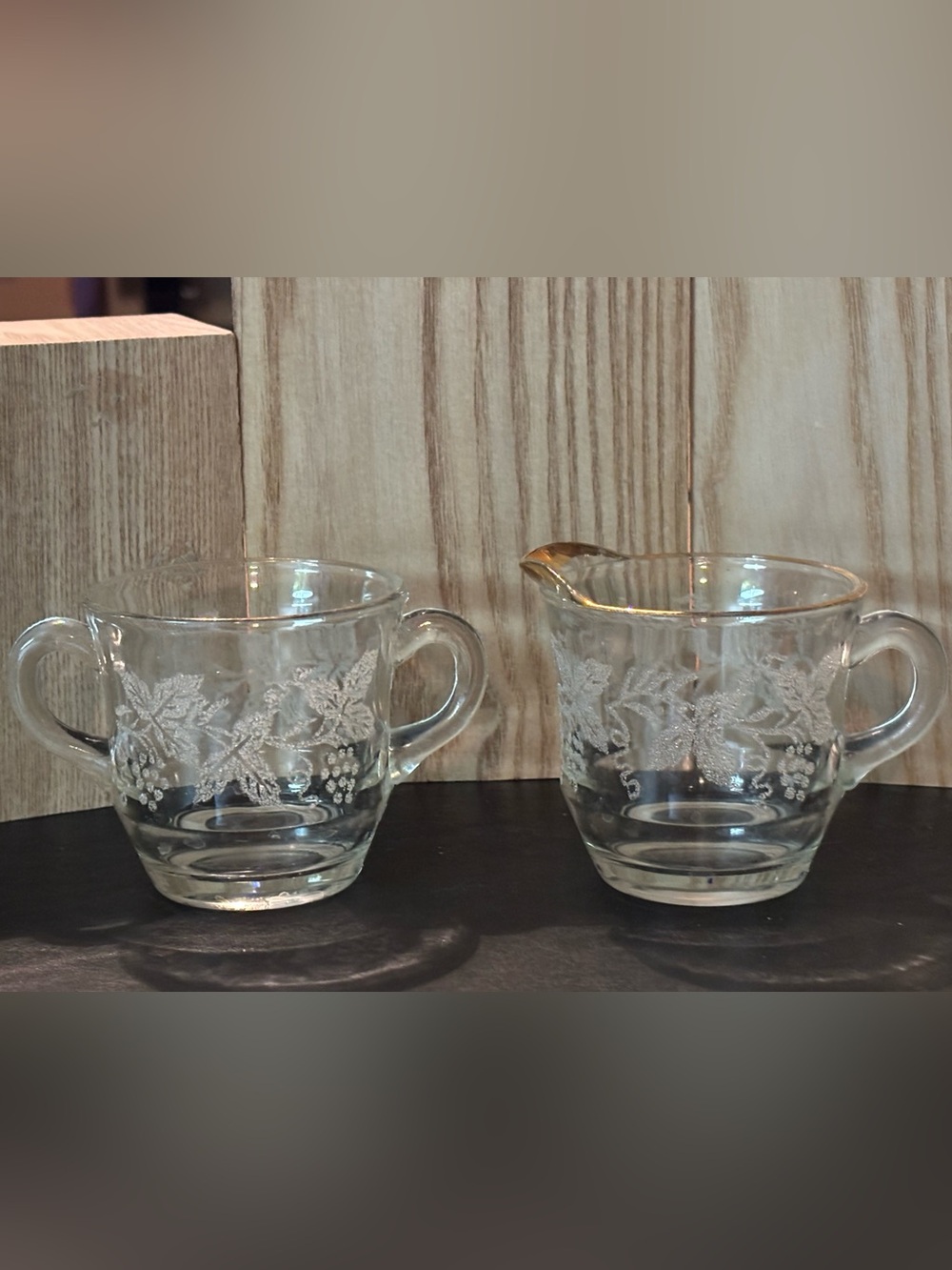 Vintage Bartlett Collins Frosted Grape Vine Pattern Cream and Sugar set
